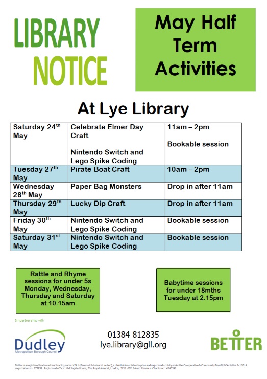 Lye Library - Children's Half Term Activities